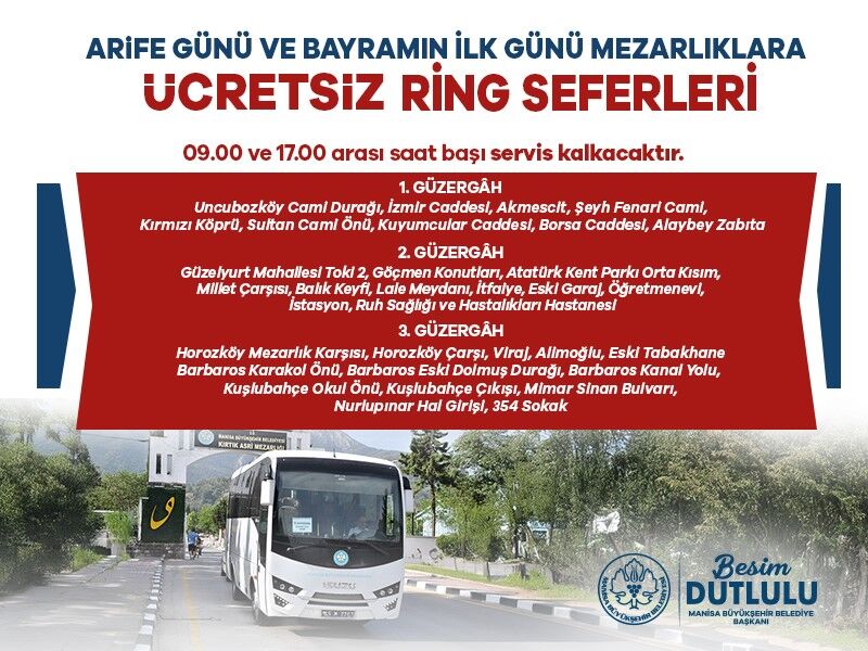 Manisa'da Mezarlıklara Ücretsiz Ulaşım