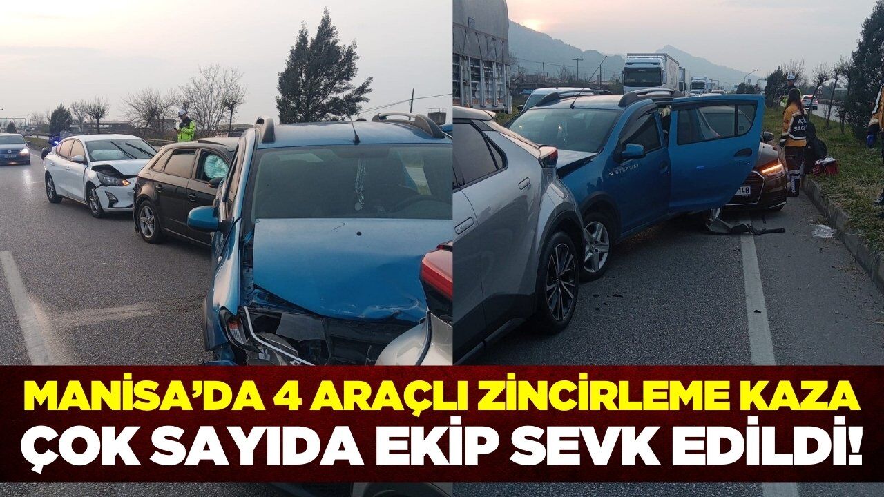 Salihli'de 4 araçlı zincirleme kaza: Çok sayıda yaralı!