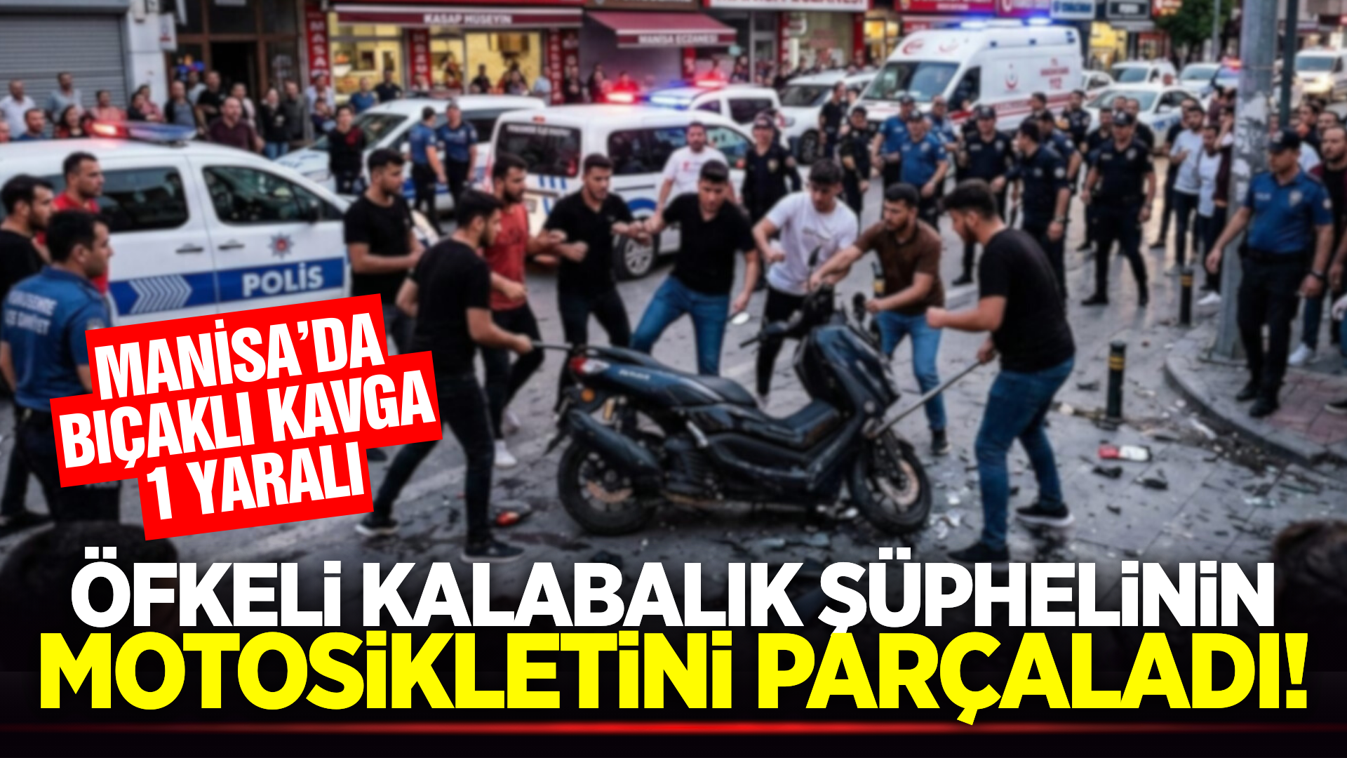 Manisa’da Bıçaklı Kavga: Öfkeli Kalabalık Şüphelinin Motosikletini Parçaladı