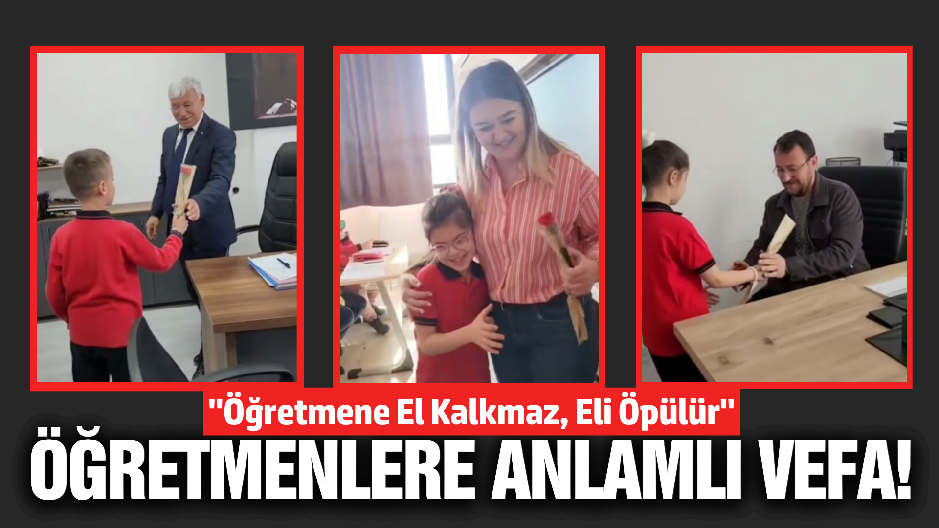 Sarıgöl'de minik öğrencilerden öğretmenlerine duygulandıran vefa!