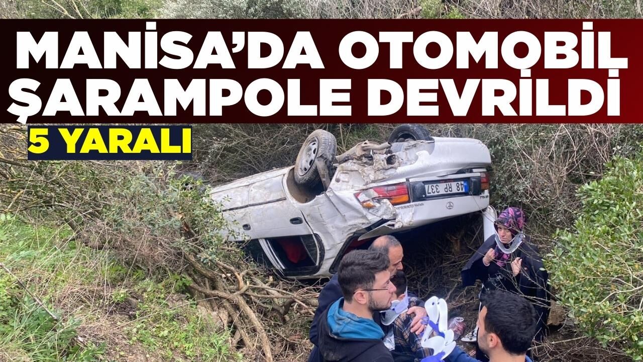 Yunusemre'de otomobil şarampole devrildi: 5 yaralı