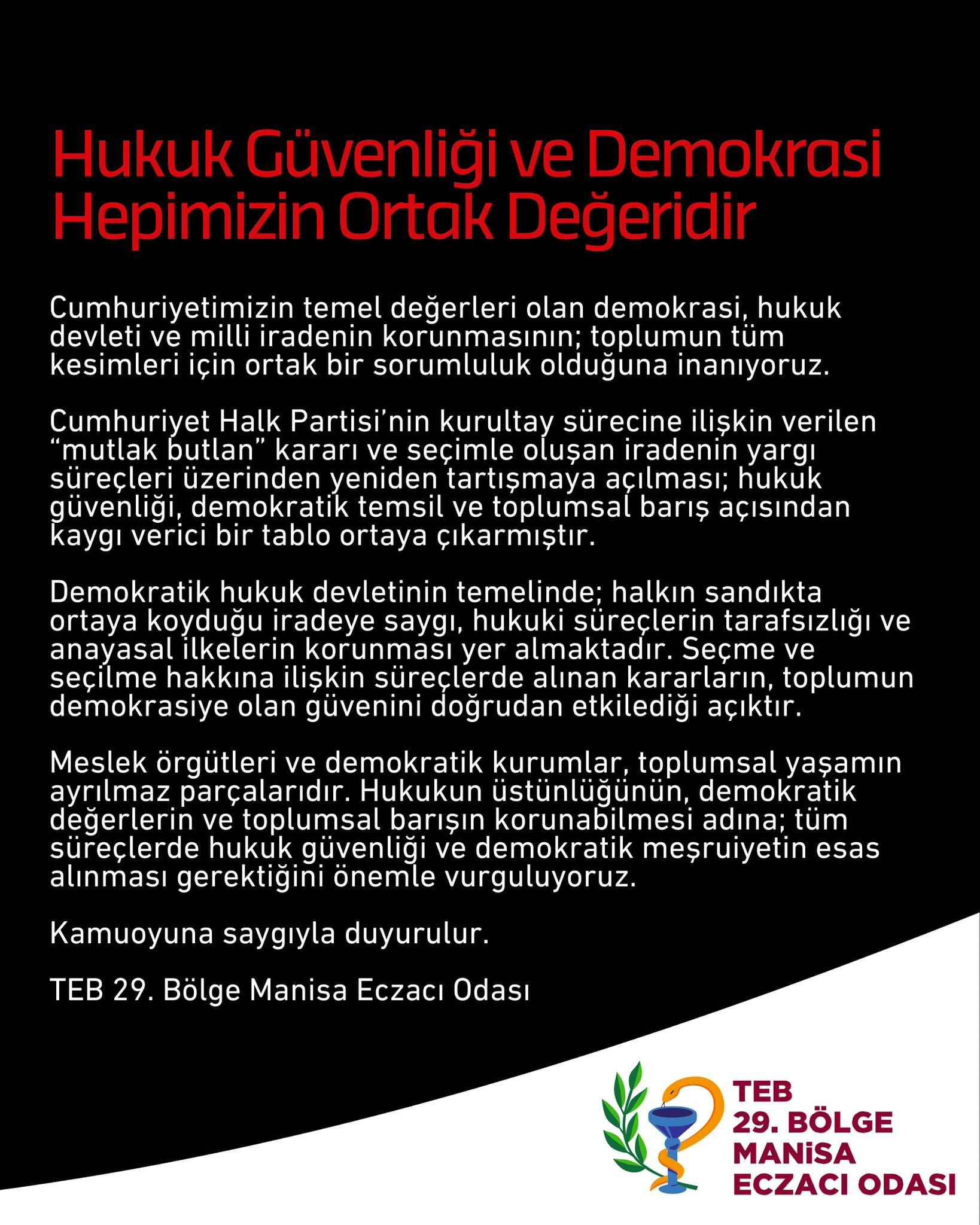 Manisa Eczacı Odası'ndan