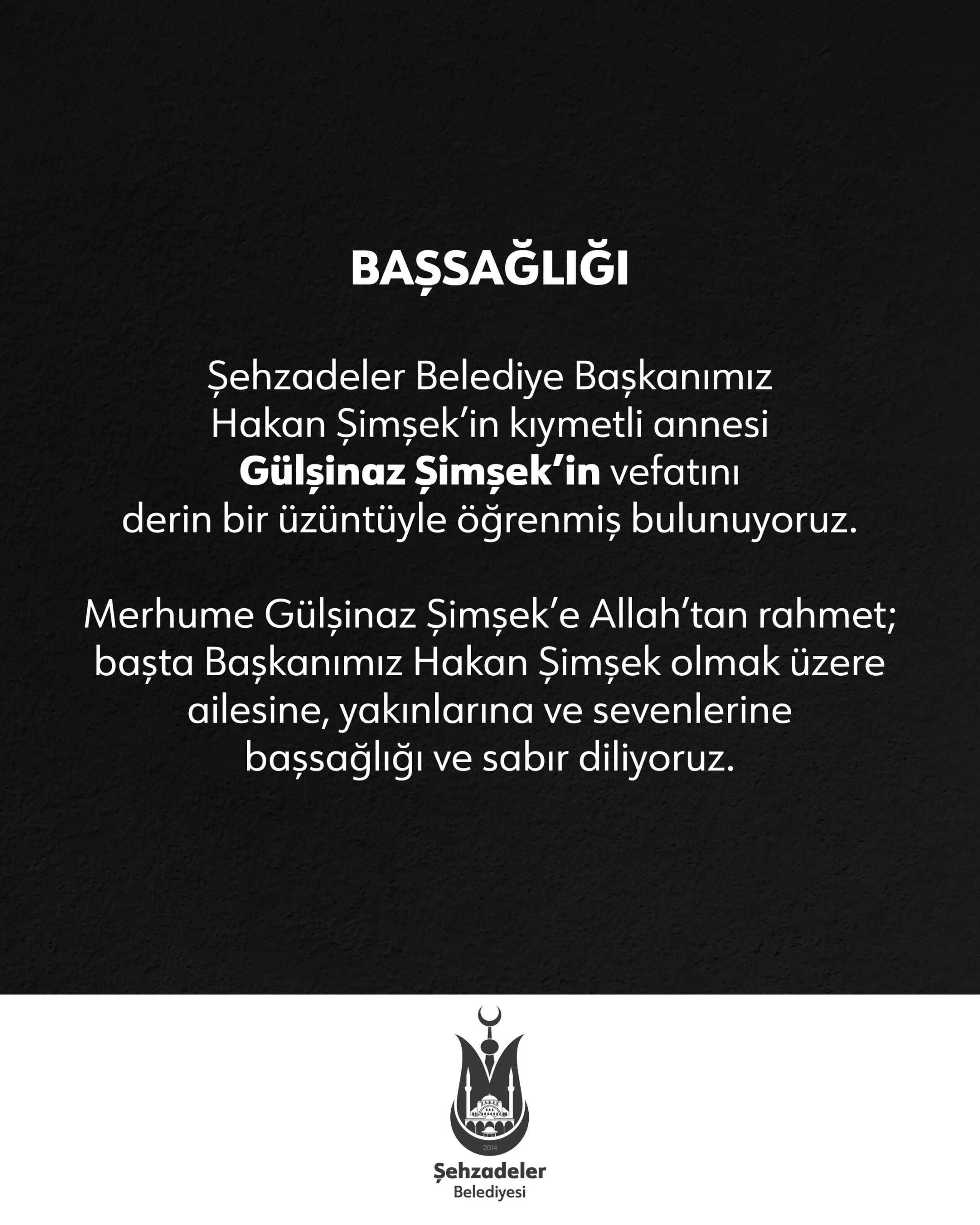 Başkan Şimşek'in annesi Gülşinaz Şimşek'in cenaze programı belli oldu-.1.1
