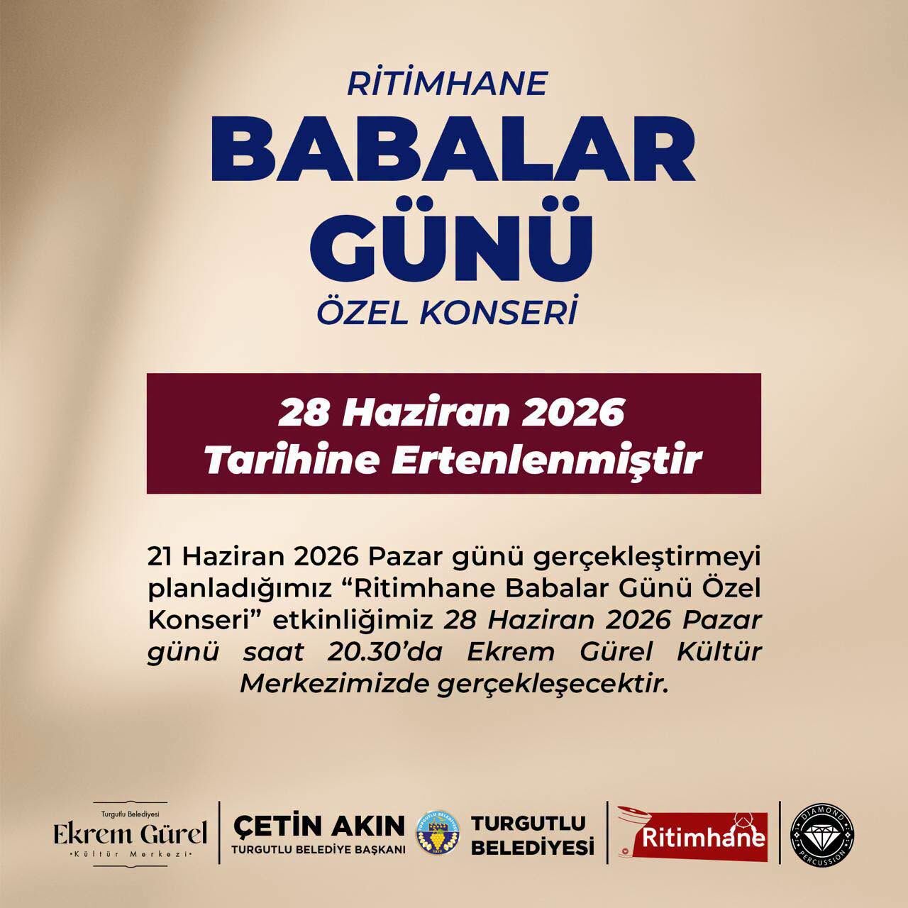 Turgutlu Belediyesi Duyurdu: Babalar Günü Özel Konseri Ertelendi