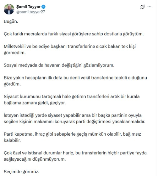 Şamil Tayyar’dan 