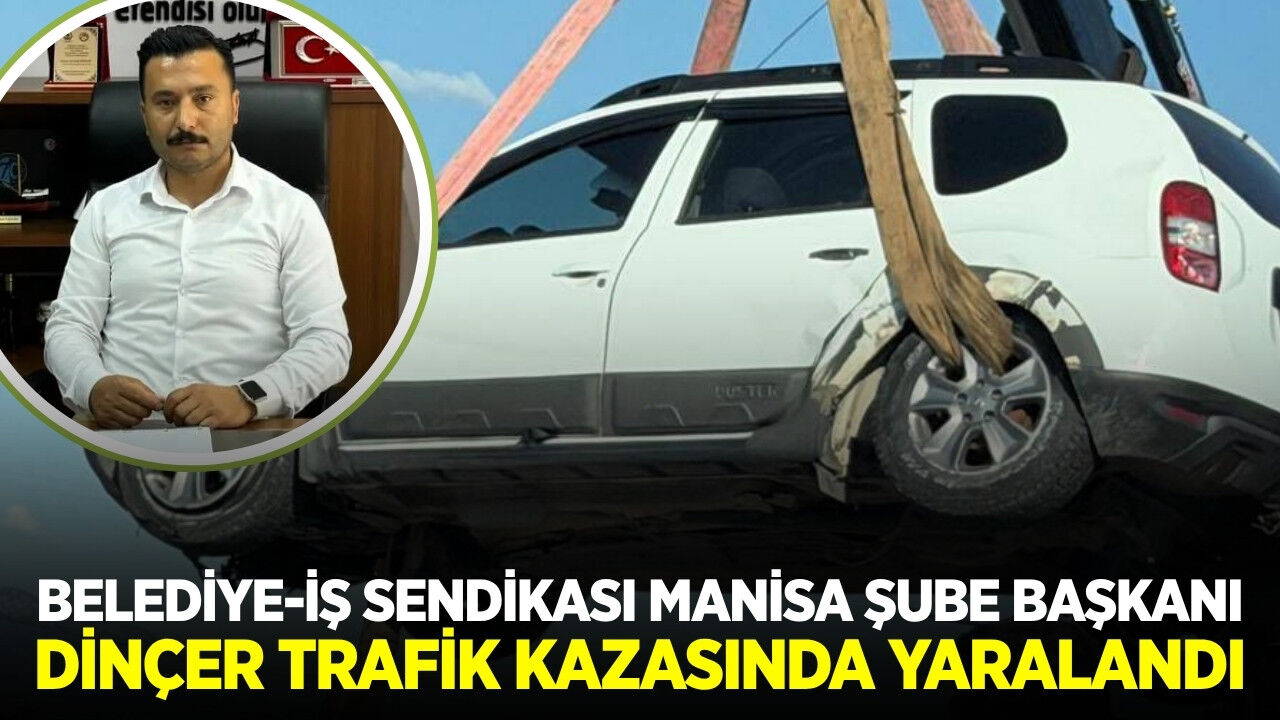 Manisa'da lastiği patlayan otomobil refüje çarptı: Sendika Başkanı Devrim Dinçer yaralandı