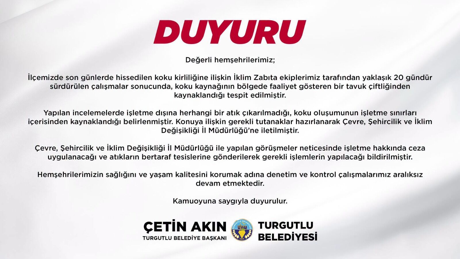 turgutlu da kötü kokuya sebep olan işetmeye ceza geliyor