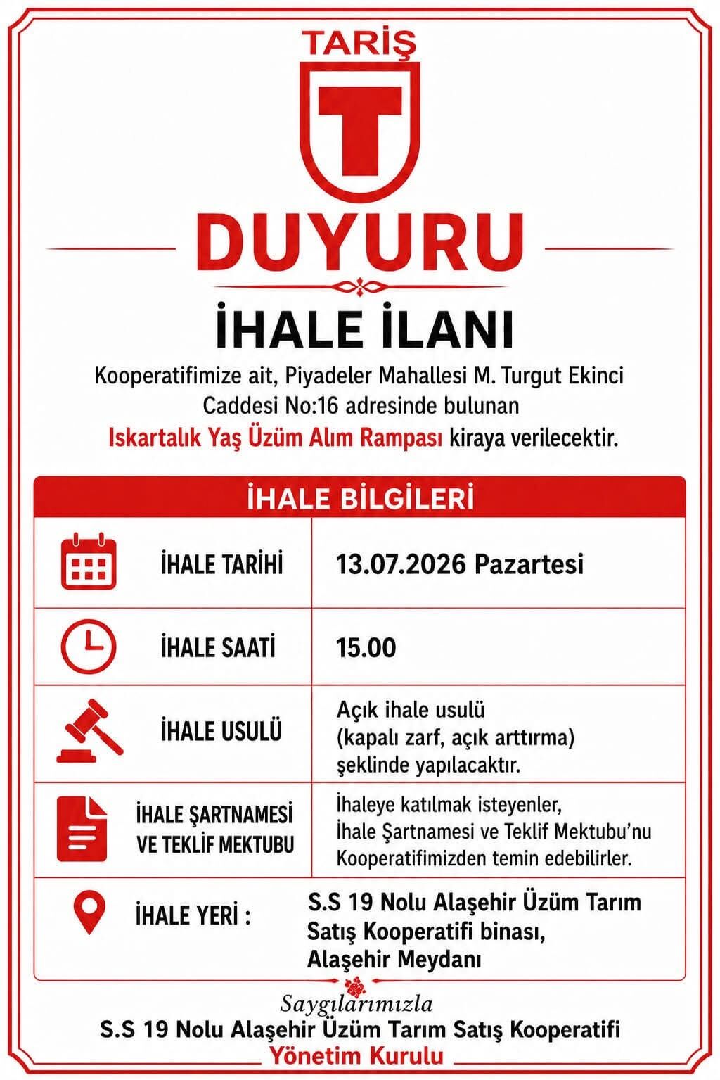 TARİŞ, Alaşehir'deki ıskartalık yaş üzüm alım rampasını kiraya verecek-.1