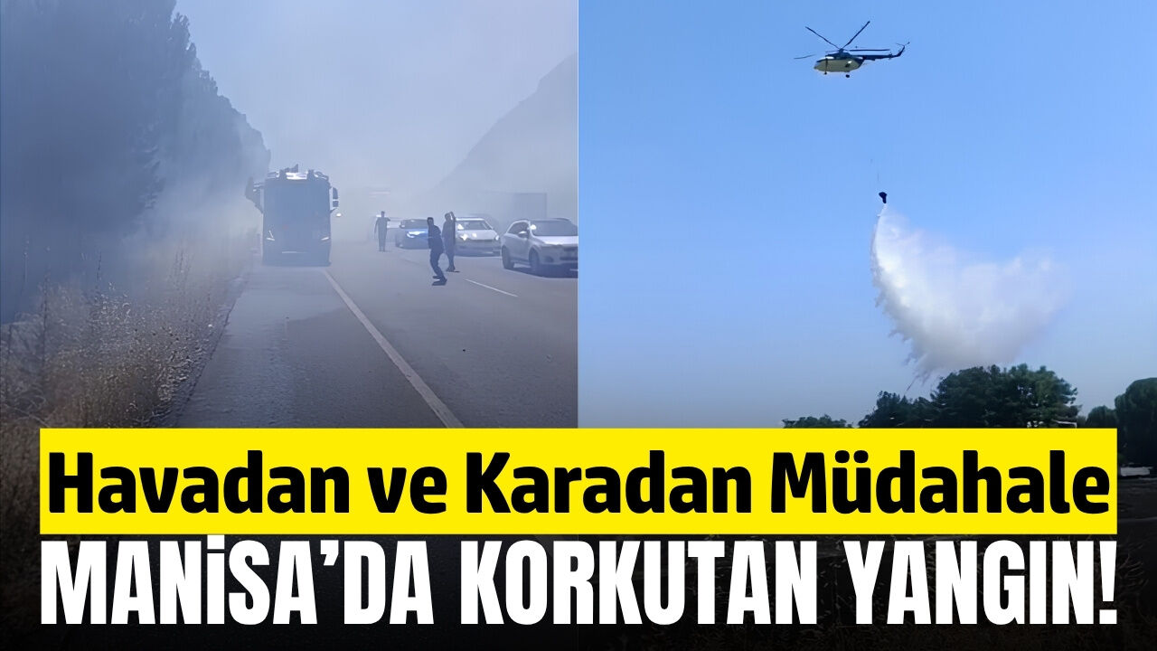 Manisa'da Korkutan Ot Yangını: Karayolunu Dumanlar Kapladı!