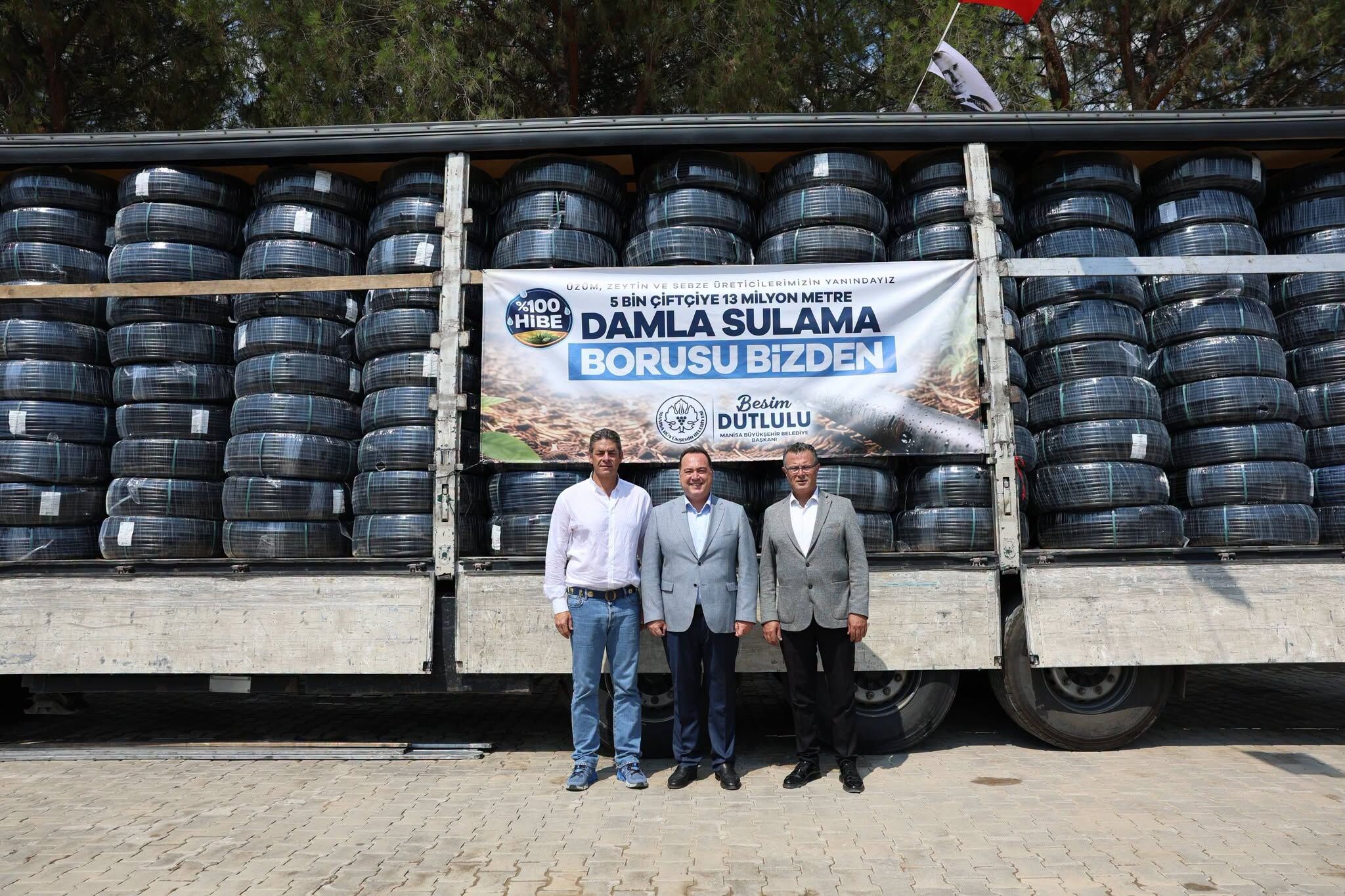 Alaşehir'de çiftçiye 2 milyon 543 bin metre sulama borusu dağıtıldı