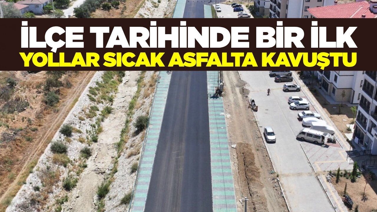 Manisa'da o ilçenin tarihinde ilk kez sıcak asfalt dönemi başladı